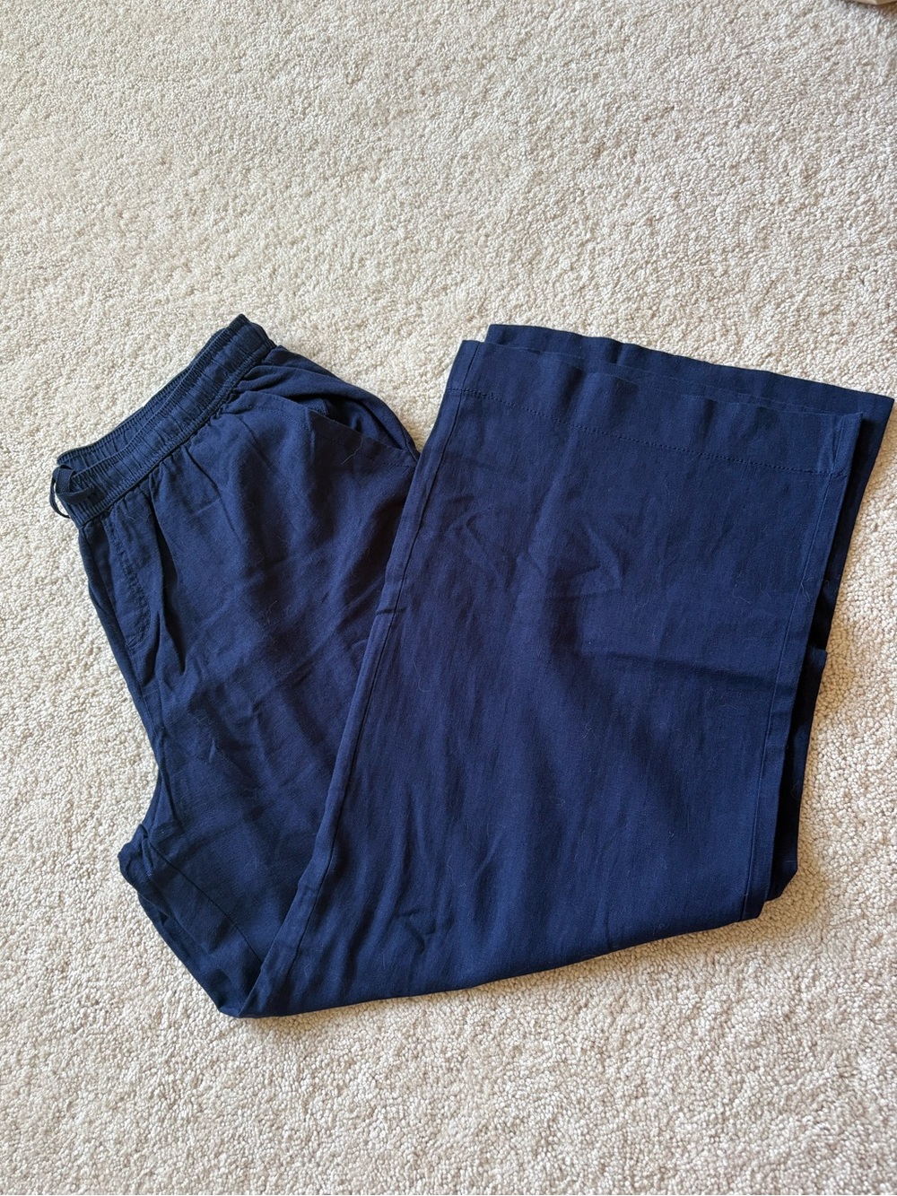 Briggs New York Navy Wide-Leg Drawstring Pants